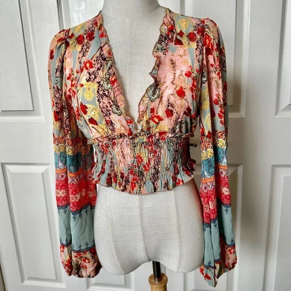 Shein colorful long sleeved crop top